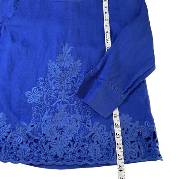 J Crew Linen Embroidered Top Women's Sz 6  Elegant Business Career Office - Picture 7 of 10